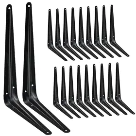 Janyang 723509630249 20 Pack Shelf Brackets 10 Inch Heavy Duty Black Metal Floating Bracket