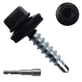 3774 Jegonfri 300pcs #10 X 1 Black Hex Head Self-drilling Metal Roofing Screws In