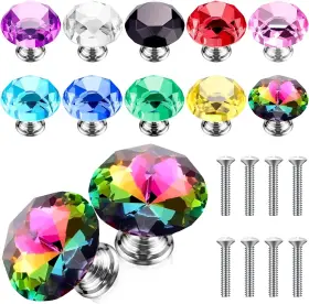 Jt-jetec-331 Jetec 20 Pcs Crystal Drawer Pulls Cabinet Knobs 30mm Diamond Multicolor