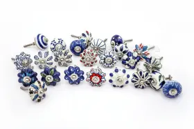Jgckbw001 Jgarts Set Of 25 Blue And White Hand Painted Ceramic Pumpkin