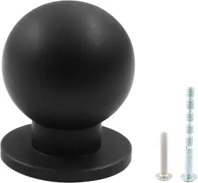 Jiozermi 7212312270001 10 Packs Round Matte Black Knobs 1 Inch Diameter