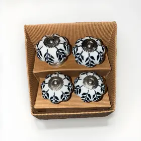 Jiuzhouyigou 711274285177 Lot Of 4 Noniu Ceramic Cabinet Knobs 35mm Blue White Pumpkin Drawer Dresser