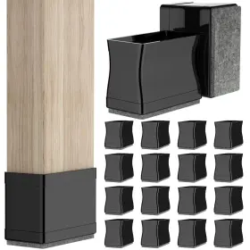 B0bq6yt1fk Jlkdq 1 Inch X2 Rectangular Chair Leg Floor Protectors 16 Pcs Black Anti-scratch No Noise