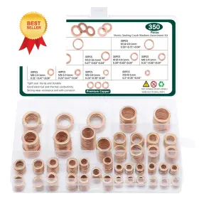 350copperw-m Jminrun 350 Pcs Premium M5 M6 M8 M10 M12 M14 Copper Washers - Metric
