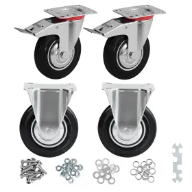 Jmseyoe Jl0010 5 Inch Caster Wheels Set Of 4 Heavy Duty Casters With Brake Swivel Rubber C