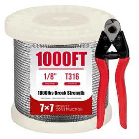 Gss-1000sil Jotesnew 1000ft 1/8 Inch Stainless Steel Cable Kit For Deck Railing Silvery