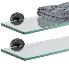 B0b6qnyvfp Jqk Bathroom Glass Shelf Oil Rubbed Bronze Tempered Shower Storage 16x5 Inch