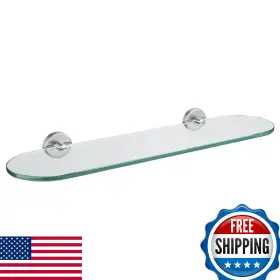 B0bzpnch6b Jqk 20x5 Inch Tempered Glass Bathroom Shelf Stainless Steel Wall Mount Shower Stora