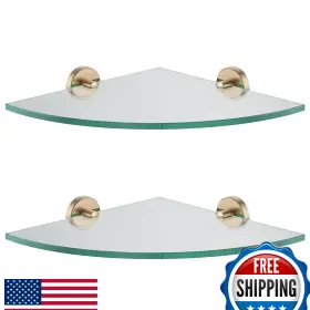 B0d546w4sv Jqk Corner Glass Shelf 10x10 Inch Champagne Bronze Tempered For Bathroom Shower