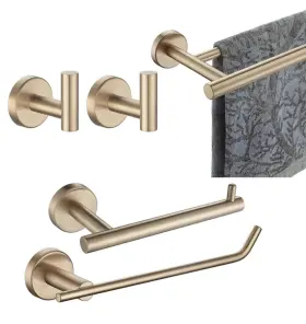B0d56blmkr Jqk 5-piece Bathroom Hardware Set Champagne Bronze Wall Mount Towel Bar Tp Holde