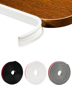 Jsiwoth 313057499407 U-shape White Tpe Edge Banding 16.4ft Self-adhesive Flexible Trim Furnitur
