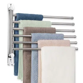 B08p477yc2 Jsver Stainless Steel Swivel 6-arm Wall Mount Towel Rack 13.4in - Space Saving