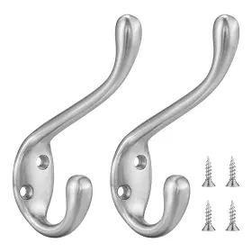 B0ckqmyx4z Jukzi 20 Pack Heavy Duty Wall Mounted Double Coat Hooks - Brushed Nickel