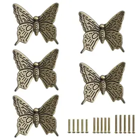 Hd0032401 Juxyes Pack Of 5 Vintage Butterfly Cupboard Door Knobs Antique Bronze