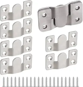 Kang 008574628095 4 Pairs Flush Mount Bracket Interlocking Furniture Connector Stainless Steel Hea