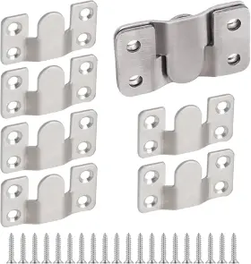 Kang 445036496428 4 Pairs Flush Mount Bracket Interlocking Furniture Connector Stainless Steel Hea