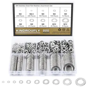 Kindroufly 749355455157 800 Pieces 9 Sizes 304 M2 M2.5 M3 M4 M5 M6 M8 M10 M12 Silver