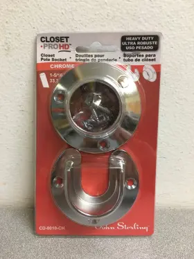 Cd-0010-ch Knape & Vogt And Closet Pro Hd Heavy Duty Chrome Pole Socket