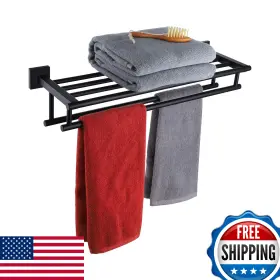 B096xf3bdk Kokosiri Bath Towel Rack With Double Bars Bathroom Shelf 20 Inch Tow