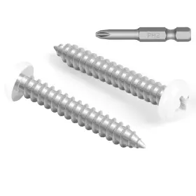 Wyz-10x1-100 Kvohlum 100 Pcs #10 X 1 White Head Sheet Metal Screws Pan Inch