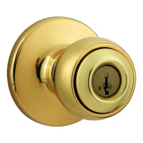 Smartkey-400p Kwikset 883351250122 Polo Polished Brass Entry Knob Featuring 3 Smt Rcal Rcs