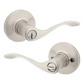 Kwikset 883351946735 Balboa Keyed Entry Lever Door Knob With Smartkey Security Satin Nickel