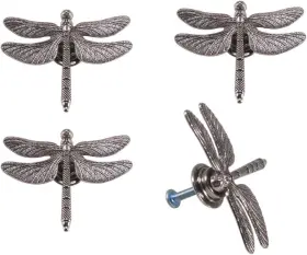 Kyien 616814001920 4pcs Village Garden Style Cute Dragonfly Design Shape Silver