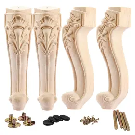 B07ryf3p2y La Vane 11 Inch / 28cm Wooden Furniture Legs Set Of 4 European Style Solid Wood
