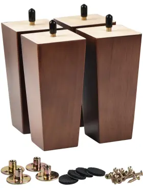 B0c6jvgpfw La Vane 10 Inch Solid Wood Furniture Legs Set Of 4 Square Pyramid Walnut