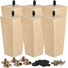 B0c6jvq2cz La Vane 4 Inch Solid Wood Furniture Legs Set Of 6 Square Pyramid Unfinished