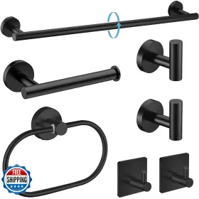 B0f9kmylh1 Laimew Black Bathroom Accessories Set 7 Pieces Towel Bar