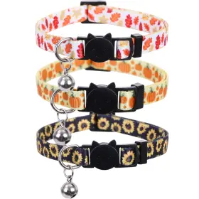 Lamphyface 602016633731 3 Pack/set Thanksgiving Day Cat Collar Breakaway Bell Fall Autumn For Kitty A