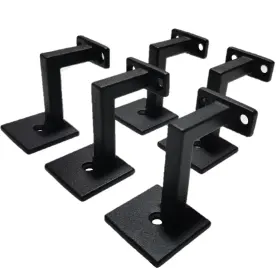 Langdoly 737655606768 Square Handrail Brackets For Staircase Railing - Textured Black Pack Of 5