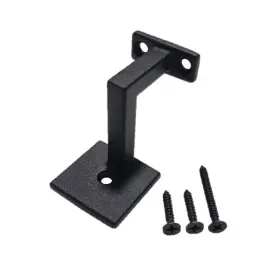 Langdoly 737655606829 Square Handrail Brackets For Staircase Railing With Screws Textured Black 1