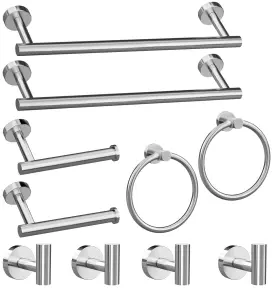 B0cghpx7rk Lckppt 10-pc Brushed Nickel Stainless Steel Bathroom Hardware Accessory Set Wall Mount