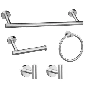 B0cghqrmrq Lckppt 5-pc Brushed Nickel Stainless Steel Bathroom Hardware Accessory Set Wall Mount