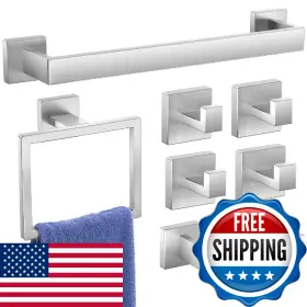 B0dz2z3b34 Lckppt 7-pieces Brushed Nickel Bathroom Accessory Set Accessories Towel Rack