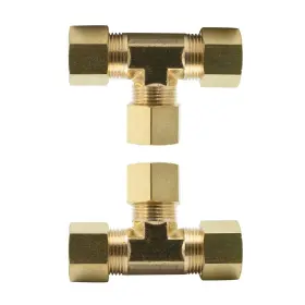 Legines 131677148758 Brass Compression Fitting Tee Union 3 Ways Connector 1/4 Inch Tube Od Pack Of 2