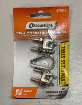 7461s Lehigh Secureline 3/16 Inch Wire Rope Clip And Thimble Set Stainless #7461s