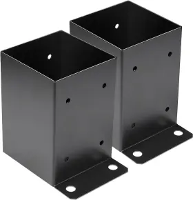 Likeem 313045523534 4 X Post Base 2 Pcs Inner Size 3.6 Inch X3.6 Deck Heavy Duty Metal Black