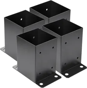 Likeem 313106488499 4 X Post Base Pcs Inner Size 3.6 Inch X3.6 Deck Heavy Duty Metal Black