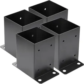 Likeem 445042951959 4 X Post Base Pcs Inner Size 3.6 Inch X3.6 Deck Heavy Duty Metal Black