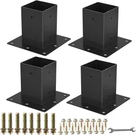 Likeem 726084739789 4 X Post Base 4pcs Inner Size 3.6 Inch X3.6 Deck Heavy Duty Metal Black P