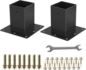 Likeem 726084766549 4 X Post Base 2pcs Inner Size 3.6 Inch X3.6 Deck Heavy Duty Metal Black P