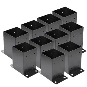 Likeem 774980252369 4 X Post Base 10 Pcs Inner Size 3.6 Inch X3.6 Deck Heavy Duty Metal Bl