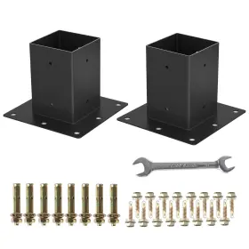 Likeem 774980252406 4 X Post Base 2pcs Inner Size 3.6 Inch X3.6 Deck Heavy Duty Metal Blac