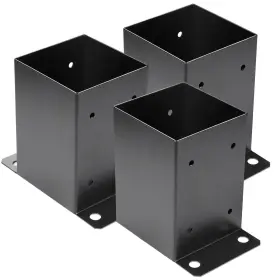 Likeem 777534188947 4 X Post Base 3 Pcs Inner Size 3.6 Inch X3.6 Deck Heavy Duty Metal Bla