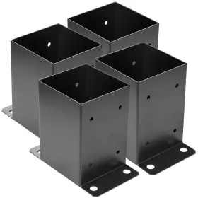 Likeem 777534188992 4 X Post Base Pcs Inner Size 3.6 Inch X3.6 Deck Heavy Duty Metal Bla