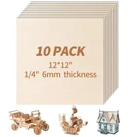 Lt002 Linaustfb 10 Pack-12x12ftft Basswood Sheets 1/4 For Crafts Inch 6mm Unfinished ... Fast Ship