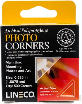 L5330022 Lineco Polypropylene Photo Mounting Corners 500/pkg-clear .625 Inch